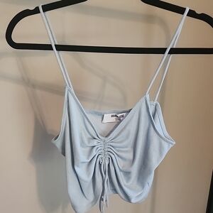 Double Zero Light Blue Ruched Women's Top